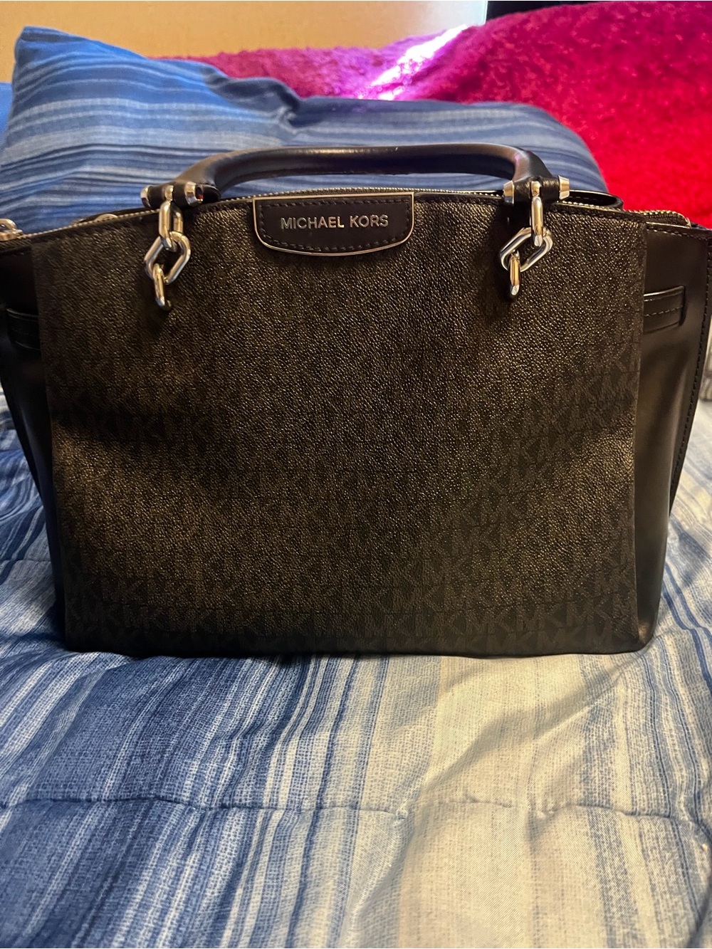 Michael Kors Rochelle Large Satchel - Brown Signature MK Logo Bag